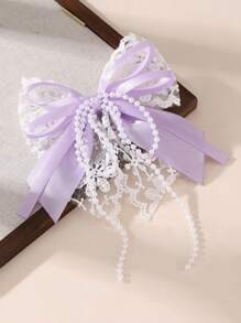1pc Girl Lace Bow Pearl Hair Clip - Bow - View 15