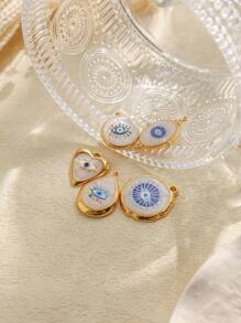 1pc/Pack 304 Stainless Steel Multi-Shape Mother Of Pearl Demon Eye Fashionable Pendant Accessories - Gold - View 4