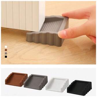 2pcs Windproof Creative Plastic Door Stopper Anti-Collision Safety Wedge With Matte Surface Gate Blocker For Doors, 4 Colors Available