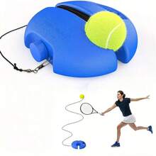 1件装网球训练器，带回弹球绳，适合单人网球练习，适合家庭/运动场训练，高弹力绳，网球训练配件，适合成人/初学者，可填充底座，八角形/圆形，蓝色/橙色/经典网球图案，男女通用，节日礼物，缓解压力 - 彩色 - 查看 7