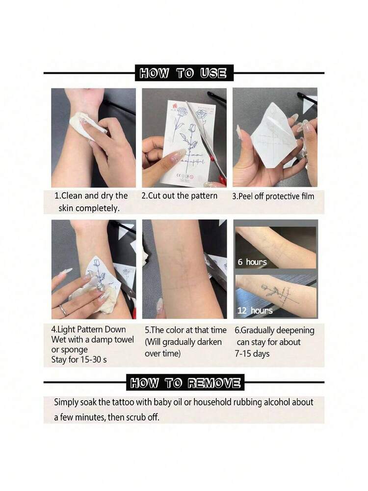 1pc Fashionable Design Bracelet Creative Pattern Fake Tattoo, Chain, Star, Planet, Butterfly Temporary Tattoo Sticker, Multifunctional Unisex Body Art Fake Tattoo, Waterproof And Sweat-Proof Suitable For Arms, Hands, Abdomen And Feet Easy To Apply And Remove, Lasting 7-14 Days Body Art Celebration Sticker DIY Gift - Blue - View 6