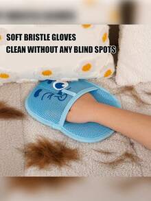 1 Guante de limpieza y eliminación de pelo de mascota con patrón de dibujos animados, cepillo quitapelo para gatos y perros, guante recolector de pelo, que se puede amasar en una tira para una fácil eliminación del pelo, peine para el pelo de las mascotas, adecuado para sofá, ropa, sábanas, alfombras y otros guantes de limpieza para la caída del pelo de las mascotas