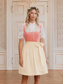 ii Women's Midi Velvet Dirndl Dress Oktoberfest Traditional Oktoberfest Outfit, Halloween