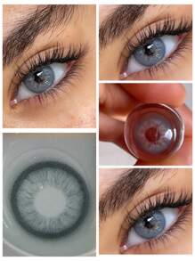 Lalens Lentes de contacto de color azul gris natural de pupila pequeña, 1 par/2 piezas, para ojos marrones oscuros, para belleza, graduación, cumpleaños, vacaciones, verano, otoño, estilo Y2K, maquillaje, fiestas, playa, viajes, campamento, al aire libre, escuela, campus, festivales, decoración, regalo, presente, chica rosa, cosplay, mejor color, encanto, vibra