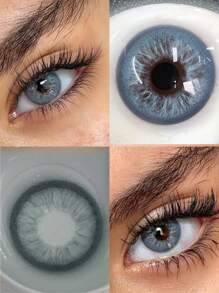 Lalens Lentes de contacto de color azul gris natural de pupila pequeña, 1 par/2 piezas, para ojos marrones oscuros, para belleza, graduación, cumpleaños, vacaciones, verano, otoño, estilo Y2K, maquillaje, fiestas, playa, viajes, campamento, al aire libre, escuela, campus, festivales, decoración, regalo, presente, chica rosa, cosplay, mejor color, encanto, vibra