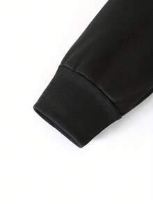 Sudadera con capucha y cordón impresa para hombres - Negro - Ver 6