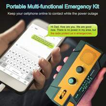 Hand Crank Emergency Weather Radio, Portable Multi-Functional Radio Solar Powered With Battery Backup,AM/FM,NOAA, SOS Alarm,6 LED Reading Lamp,4000mAh Rechargeable Battery Power Bank,LED Flashlight For Outdoor Hiking Camping Emergency