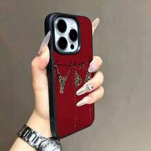 1 pieza Funda de teléfono con estampado de leopardo negro y rojo de material TPU compatible con iPhone/compatible con smartphones Redmi, versión internacional, no la versión nacional - Negro - Ver 5