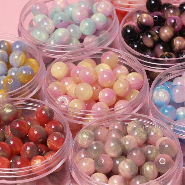 10 pièces/paquet Perles plaquées dégradées en résine de 10 mm, sans effet d'œil de chat, perles rondes pour la création de bijoux DIY, bracelets, colliers, fils de perles