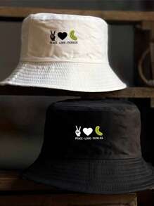 Versatile! Black & White Blend Bucket Hat, Abstract N Letter Print, Practical Casual Golf Cap For Sun Protection - Multicolor - View 7