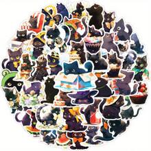 50 Cartoon Black Cat Graffiti Stickers Suitable For Notebooks, Mobile Phone Cases, Water Cups, Skateboards, Helmets, Guitars, Exquisite Creative Decorative Decals, Toys