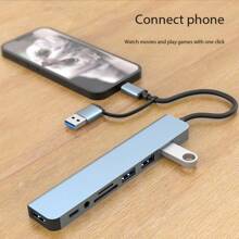 1PC双头八合一扩展坞HUB八合一电脑转换器三合一手机转换器多功能USB集线器+TYP-C扩展电脑手机转换器 - 彩色 - 查看 11