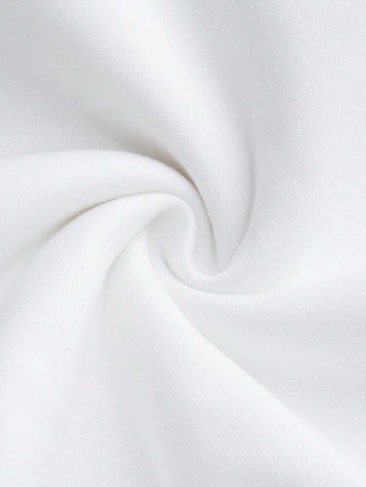 男孩/女孩 秋季圓領長袖套頭衫上衣，扭曲的字母背景，可愛表情圖案印花， 休閒百搭長袖寬鬆 居家/開學季 - 白色 - 查看 7