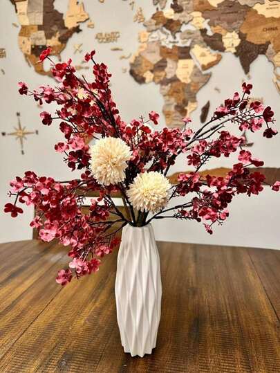 1pc Elegante Vase Bloemen Arrangement Lifelike Rose Flowers Living Room, Dining Table, Creative Dry/Fresh Flower Birthday Graduation Home Room Glass view 4