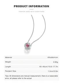 Folli Follie Necklace For Women Heart-Shaped Pendant Necklace With Moissanite Diamond On Chain, Cute Pink Crystal Heart Pendant Adjustable Charm Chain Necklace Jewelry Gifts For Women