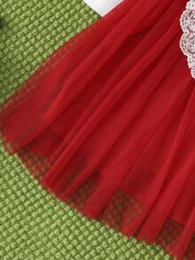 Young Girl Little Red Riding Hood Cloak Dress Set - Red - View 5