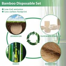 MZLBAMBOO 200 Pieces Disposable Bamboo Cutlery, Compostable Set - Bamboo Utensils [50 Forks, 50 Knives, 50 Spoons, 50 Napkins] - Wrapped Utensils For Parties.