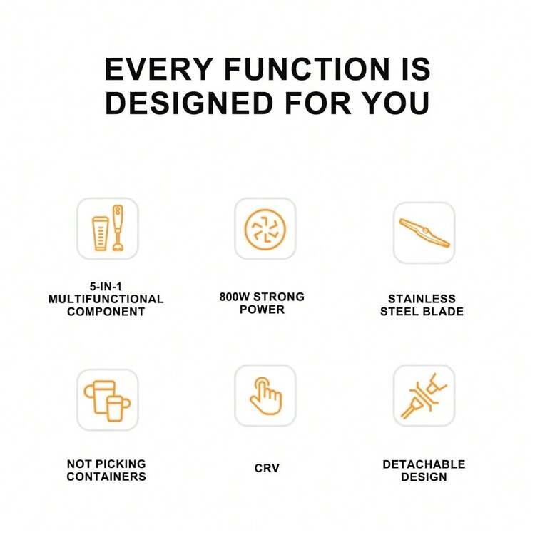 SOKANY 五合一多功能电动搅拌机，800W 大功率，两档速度调节，可拆卸底座。包含主机、搅拌轴、打蛋器、绞肉碗、奶泡器和研磨杯。适用于打发、搅拌肉类、制作婴儿辅食和榨汁。这款搅拌机非常适合家庭和酒店使用，也适用于水果食品的制作。 - 日規A型插(100V) - 查看 2