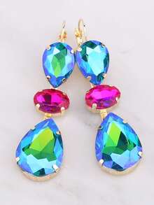 1 Đôi bông tai dài đính đá Rhinestone hàn hợp kim đồng thủ công cho nữ - phong cách 1 - Xem 7