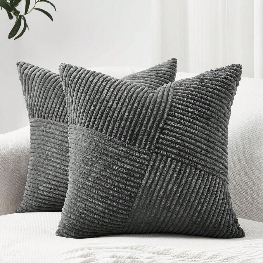1pc Plain Unfilled Pillow Cover, Corduroy Sofa Cushion Cover, Home Decor
