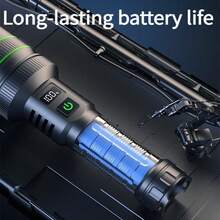 KENSUN 1入 高亮度LED手電筒 可縮放遠射聚光燈 USB充電式 電量顯示 露營釣魚攀岩健行緊急照明用 - 如圖所示 - 查看 7