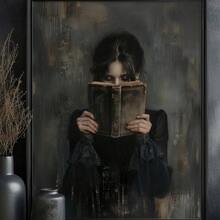 Tranh treo tường hình phụ nữ thời Victoria đọc sách, đồ trang trí Dark Academia, tranh treo tường Librariancore, tranh góc đọc sách Moody, quà tặng cho người yêu sách, tranh vải trang trí phòng khách, phòng ngủ hoặc phòng khác, quà tặng ngày lễ & sinh nhật, trang trí văn phòng, tác phẩm nghệ thuật sắp xếp, khung tùy chọn - Nhiều màu - Xem 9
