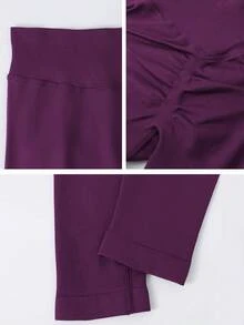 NcmRyu 1件装 女士休闲瑜伽、健身、跑步、网球训练户外运动长裤 春季 - 紫色 - 查看 4