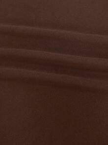 Whisplicity Quần ống rộng cạp cao thiết kế sọc tăm cỡ lớn cho nữ - Cà phê nâu - Xem 5