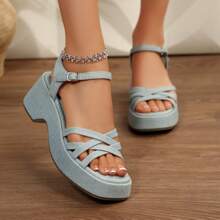 Women's Wedge Sandals Adjustable Buckle Strap Platform Wedge Shoes Open Toe Casual Daily Sandals