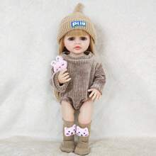 22 英寸逼真重生娃娃 - 柔软硅胶身体，长发公主，完美的生日礼物，圣诞节/万圣节礼物，万圣节/感恩节/圣诞节礼物 - 棕色 - 查看 15