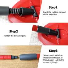 Adjustable Spin Mop Replacement Handle - 4-Section 30" To 58" Pole For O-Cedar EasyWring Systems (Head/Base Not Included)-Red,Perfect Christmas Gift - Màu đỏ - Tay cầm cây lau nhà - Xem 10