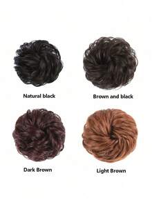 Élégant chouchou pour queue de cheval avec chignon décoiffé, chignon, accessoire de cheveux pour usage quotidien, fête, cosplay. Chouchou en cheveux synthétiques bouclés avec élastique - décoration de chignon en forme de donut, créer un look décoiffé à la mode, cadeau idéal, chouchou pour queue de cheval, chouchou, élastiques à cheveux, tenue d'automne - Multicolore - Voir 9