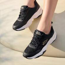 Skechers 女士新款休閒老爹鞋厚底撞色運動鞋熊貓鞋 - 黑色 - 查看 3