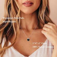 SmileBelle Black Heart Necklace Women, Black Black Tourmaline Necklace As Birthday Gifts Her, Black Handmade Jewelry Silver Heart Pendant Necklace Teen As Tendy Jewelry - Vàng - Xem 11
