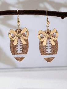 1 Pair Fashion Bow & Rugby Ball Pendant Earrings