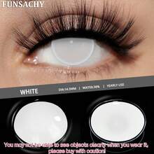 FUNSACHY 1pair Vampire Cosplay Contact Lenses For Eyes Anime Role Playing Contact Lens Cosmetic Colorful Multicolored Eye Pupil Halloween Costume Cosplay - BLINDNESS-wHITE - View 7
