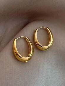 Set de 5 pares de pendientes de aro de lujo de aleación minimalista francés de moda y único para mujeres - Amarillo Oro - Ver 5