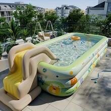 Outdoor Inflatable Swimming Pool, Inflatable Slide Water Play Pool, Thick PVC Material, Can Be Used As Indoor Sandbox, Ball Pit, 1.5m, 2.1m, 3m - 3 Size Options, Suitable For Summer Backyard Parties, Outdoor Water Fight Parties, Indoor Toy Pool - Multicolor - View 2