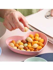 1/5/10pcs Heart-Shaped Plastic Plates/Trays, Suitable For Serving Fruits And Snacks, Ideal For Valentine's Day, Birthday, Bridal Shower And Other Occasions - 粉色 - 查看 5