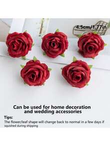 5/12/20/500PCS 1.77in Artificial Rose Heads Fake Plants, Artificial Flower, For Bride Holding Flower, Bouquet DIY, Wreath Material, Candy Box Accessories, Chest Flower, Headflower Material, Birthday Party , Home Decor, Wedding Decorations, Spring Decor, Room Decor, Kitchen Accessories, Dining Room, Bedroom Decor, New Year Decoration, Outdoor Garden, Opening Season - Red - View 2