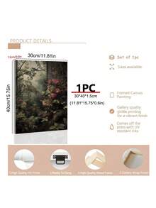 1 件秘密花园、深色田园风格、深色学院风艺术、复古花卉绘画、植物印花、女巫房间装饰、深绿色美学、玫瑰、田园美学、古董帆布印刷、花卉墙面艺术、异想天开的艺术、万圣节秋季墙面艺术、卧室装饰、客厅装饰、办公室装饰、餐厅墙面装饰 - 彩色 - 查看 9