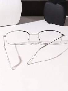 1pc Small Square Frame Glasses Frame For Women With Small Faces, Narrow Gold-Rimmed Gold-Rimmed Ultra-Light White Copper Rectangular Glasses Clear Glasses Accessories - Bạc - Xem 7