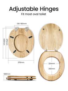 Wood Effect Toilet Seat Soft Close MDF Veneer With Quick Release Hinges Easy To Clean And Install Universal Fit Oval Design For Modern Bathroom - Oak - View 4