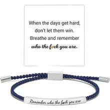 Pulsera de tubo Let Them para mujer, pulsera de motivación de autoestima, ajustable, cuerda trenzada hecha a mano, pulsera grabada, de acero inoxidable para mi hija, joyería inspiradora regalo para - Recuerda azul y plata - Ver 9