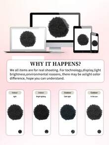 1-Pack 8inch Afro Puff Ponytail Synthetic Hair Extensions Black Voluminous Curly Bun With Secure Clips And Adjustable Drawstring Breathable Mesh Soft Natural Wig For Women Daily Wear And Party Occasions - Multicolor - View 8