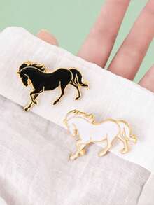 1pc Literary Gift: Dream As A Horse Emblem Brooch Lucky White Horse Exam Black Horse Bag Pendant Suitable For Clothes, Shirts, Ties, Suit Collars, Jackets, Backpack Accessories Office Accessories Jewelry Christmas Halloween Pins, Autumn-Winter Accessories, Suitable For Teens, Youth, Men, Casual, Outdoor, Athletic, Vacation, Graduation Gifts, Birthday, Daily Wear Clothes Pin Funny Cute Teacher Gifts Costume Accessories Bag Charms - Many - View 2