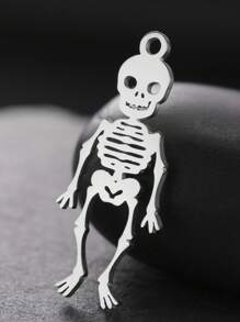 1 pieza Esqueleto bailarín minimalista de acero inoxidable, colgante de araña y murciélago, accesorio creativo con diseño de Halloween adecuado para collar, pulsera, llavero, aretes, accesorios hechos a mano DIY