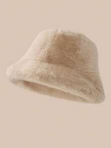 Herbst/Winter Plüschmütze für Damen, modischer warmer neuer flauschiger Fischerhut, vielseitiger einfarbiger Lässig Polyester windundurchlässiger Beanie Mütze für Herbstoutfits