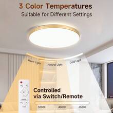 Gold Frame Recessed Ceiling Light, Remote Control Smart Ceiling Lamp, Living Room Light, Home Lighting, Gold Pendant Light, Indoor Decor, LED Downlight, 3-Color Switchable With Memory Function, Suitable For Living Room/Bedroom/Hallway/Balcony/Kitchen/Cabinet/Entrance/Bathroom/Home/Store/Clothing Store/Shop/Bar/Hall - Gold Ceiling Lights - View 2