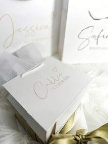 1个定制婚礼个性化礼品袋，高品质伴郎伴娘派对回礼袋，婚礼迎宾袋，回礼袋，生日礼物定制袋，永恒之爱 - 白色 - 查看 5